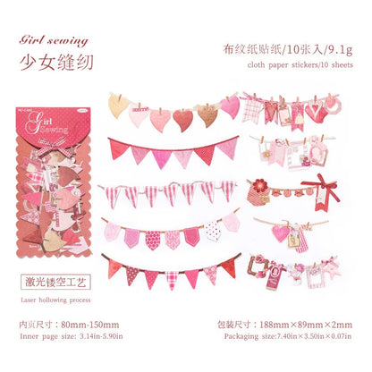 10 pcs Vintage Festival Hollow Landscape Scrapbook Stickers | Handmade Collage Journal Pack