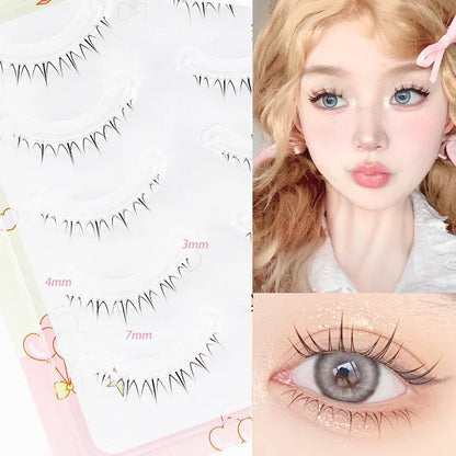 10 Rows 5-7mm Air Lower Eyelashes | Fairy Segmented Natural Under Lashes for Manga Eye Makeup