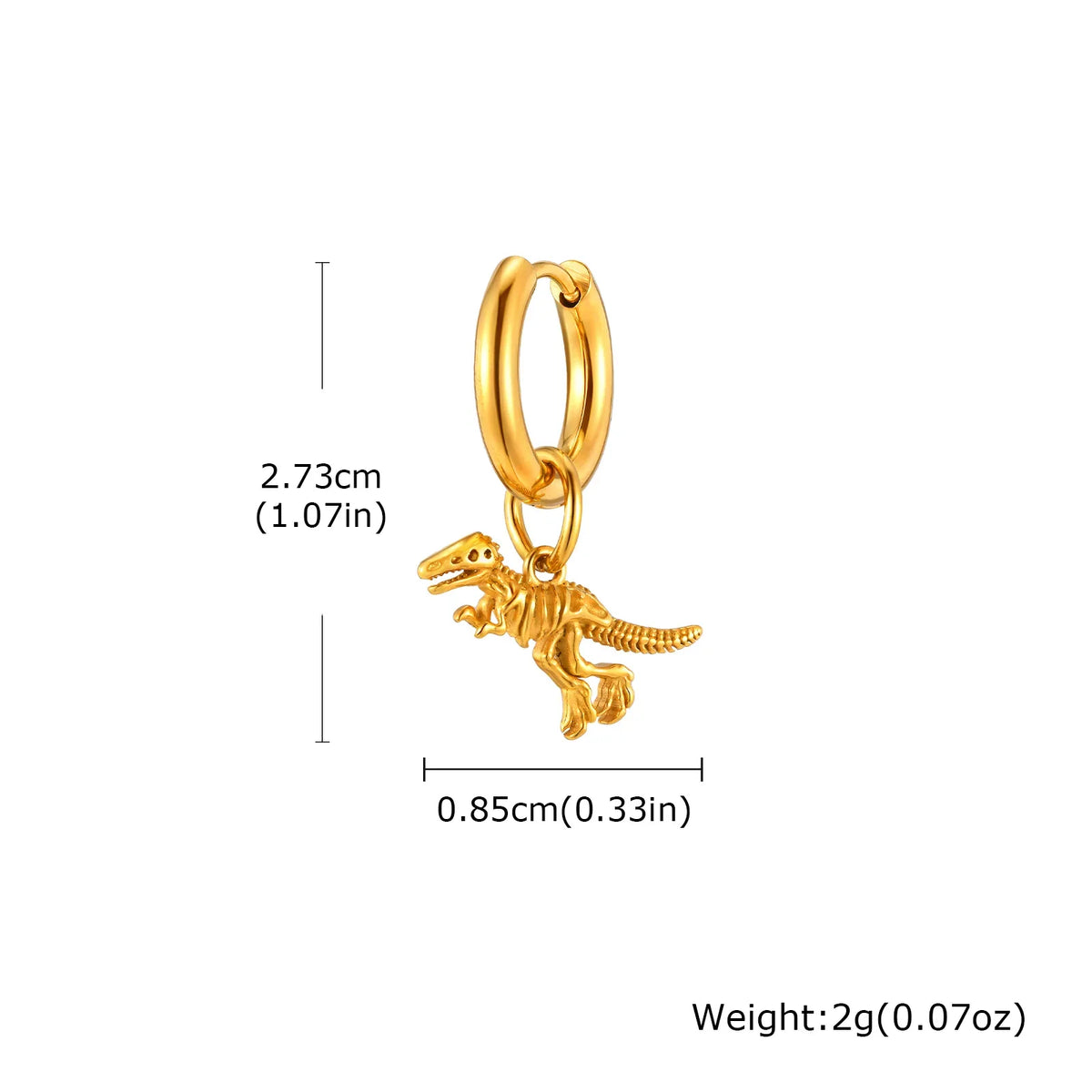 Dinosaur Drop Earrings | Stainless Steel Punk Rock Jewelry for Men and Women