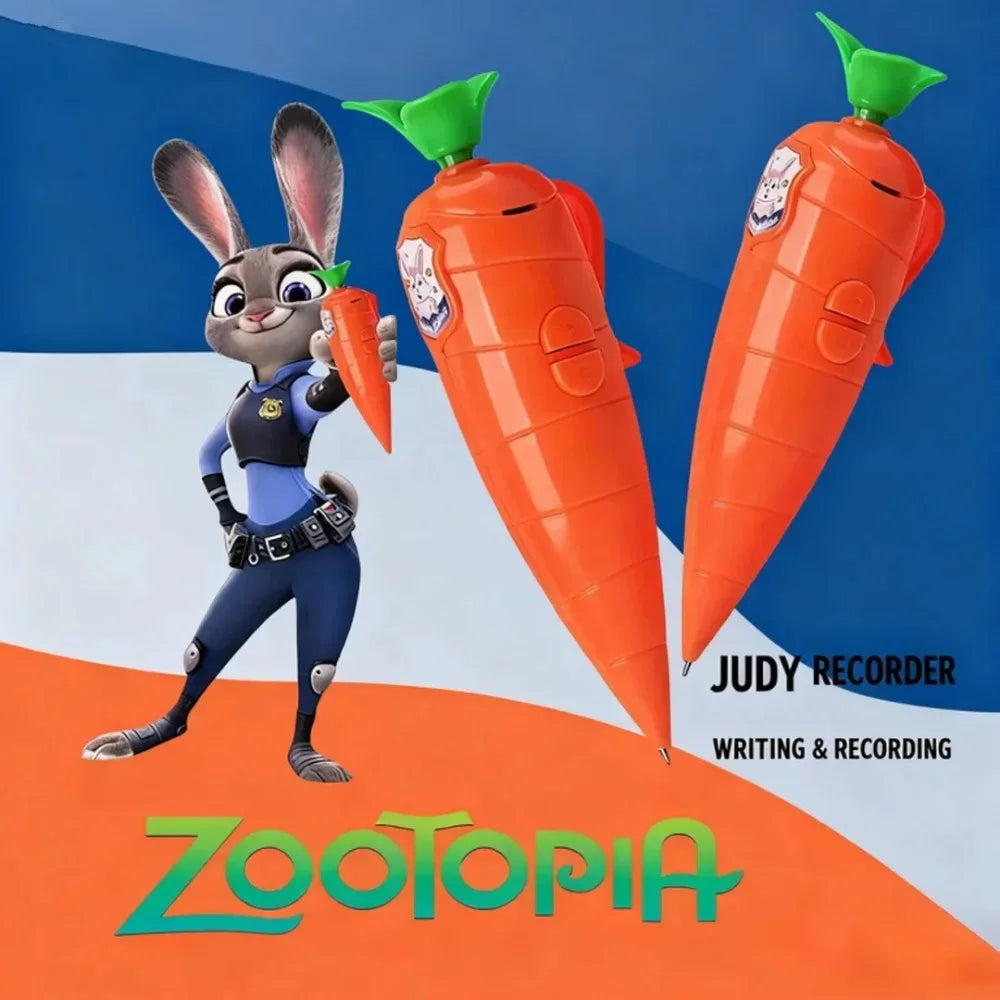 Zootopia Bunny Carrot Voice Pen - Sound Recorder + LED Ballpoint for Kids, BPA-Free & In Stock Now (Fun Gift for Disney Fans)