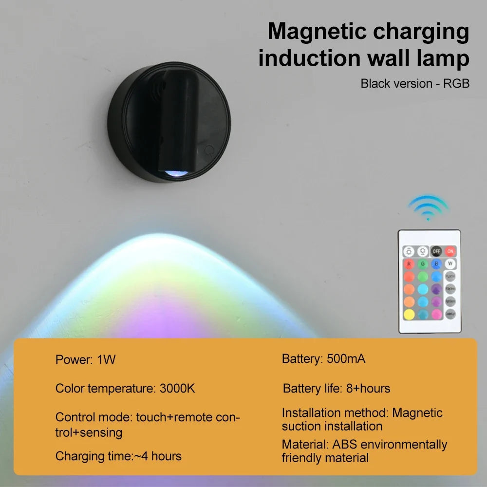 Magnetic USB Rechargeable LED Wall Light | Dimmable Touch Switch Reading Lamp