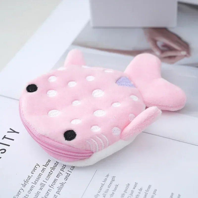 Cute Animal Plush Coin Purse | Zipper Change Purse with Keychain Mini Wallet