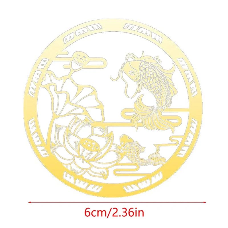 Carp Lotus Metal Sticker | Lucky Wealth Feng Shui Decoration