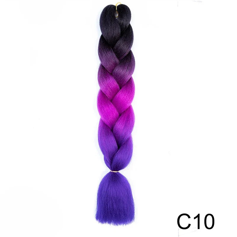 Synthetic Jumbo Braids Hair 24Inch | Ombre Braiding Hair Extensions for Crochet Box Braid Blue Purple