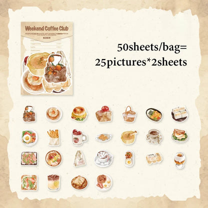 Mr.Paper Sweet Collection Washi Stickers | 50 Watercolor Food & Coffee Stickers for Journaling
