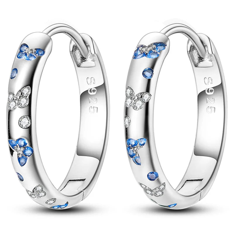 Colorful 925 Sterling Silver Hoop Earrings for Women | Classic Circle Earrings