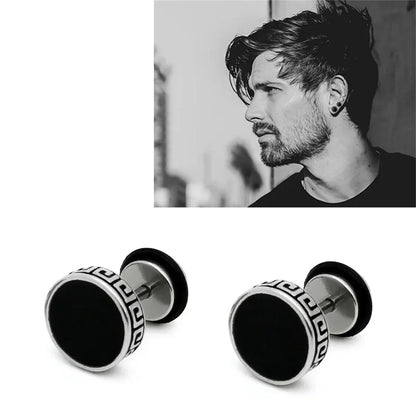 2pcs 316L Stainless Steel Vintage Flat Back Stud Earrings | Unisex Screw Back Cartilage and Tragus Piercing Jewelry