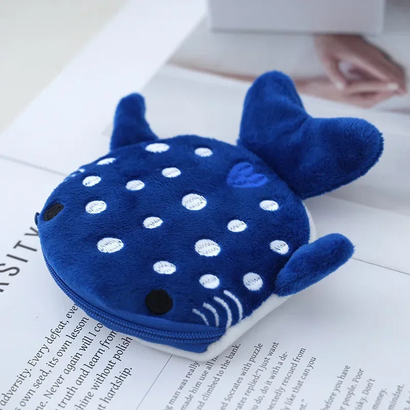Cute Animal Plush Coin Purse | Zipper Change Purse with Keychain Mini Wallet