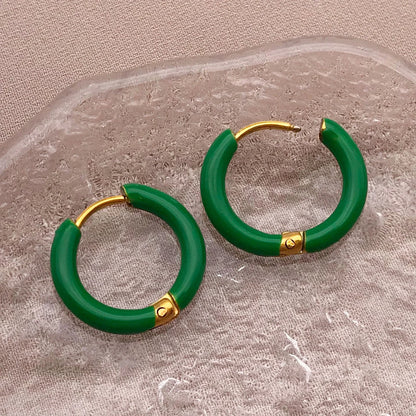 2pcs Candy Color Enamel Hoop Earrings | Sweet Summer Stainless Steel Jewelry