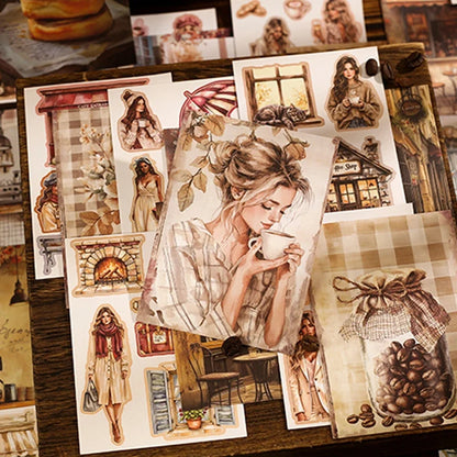 Coffee Sticker Book for DIY Scrapbooking | 20pcs Cafe Story Series