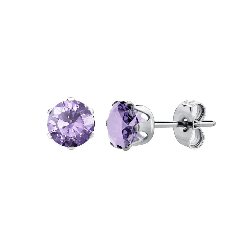 Stainless Steel Cubic Zirconia Stud Earrings Set | 12 Color Hypoallergenic Earrings for Sensitive Skin