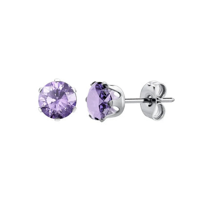 Stainless Steel Cubic Zirconia Stud Earrings Set | 12 Color Hypoallergenic Earrings for Sensitive Skin