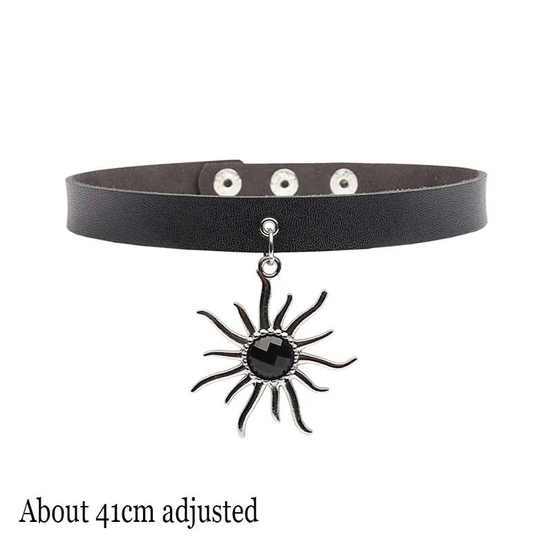Gothic Bat Heart Lock Punk Choker | Black Leather Collar Necklace