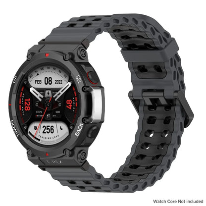 Marine band for Amazfit watch T-rex 3/2/ultra two-tone elastic silicone strap for T-Rex/T Rex Pro breathable sport bracelet