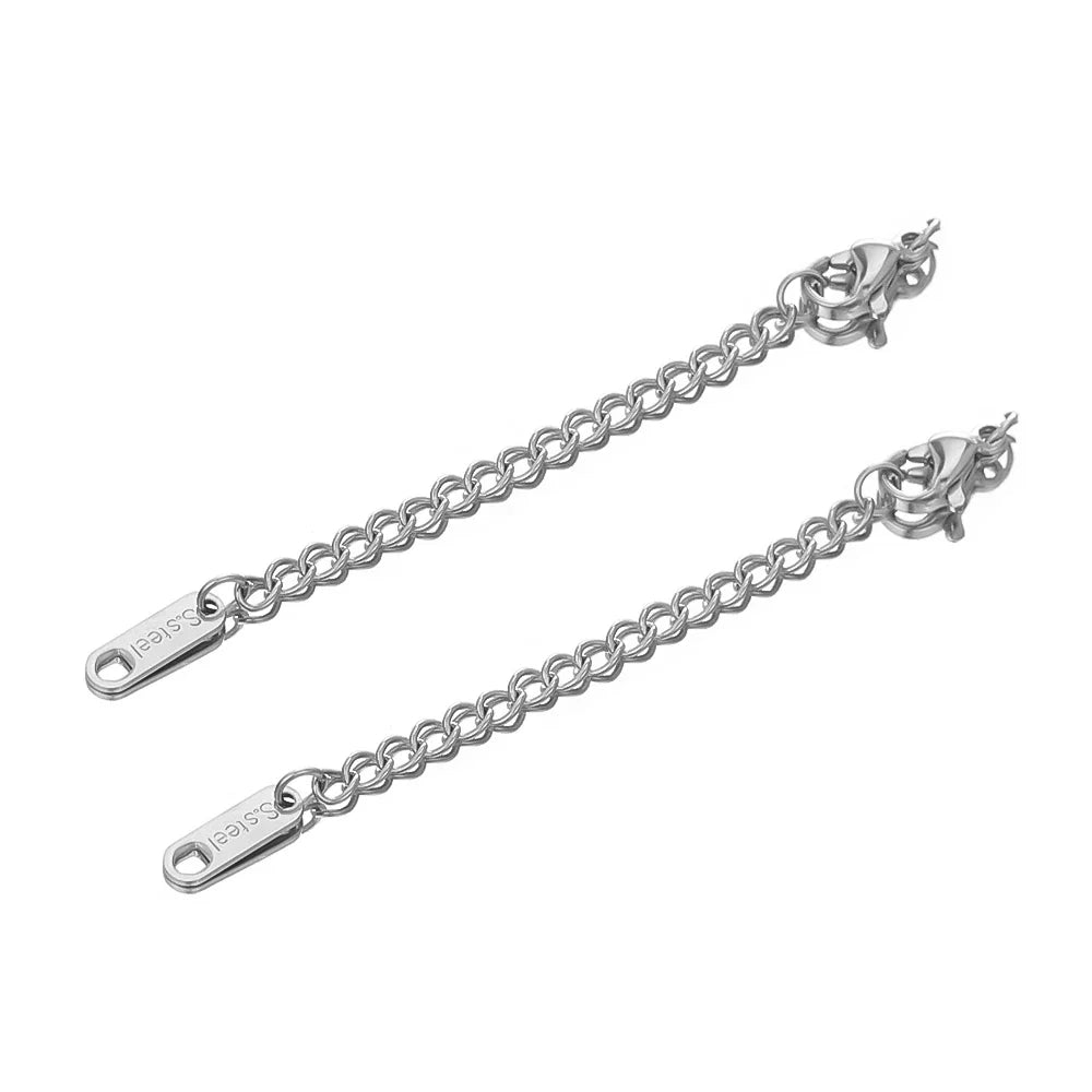 10pcs Stainless Steel Extension Chains with Lobster Clasps | DIY Jewelry Findings