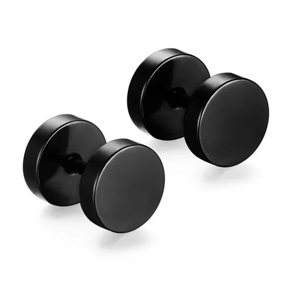 Black Stainless Steel Punk Stud Earrings | Unisex Geometric Drop Earrings