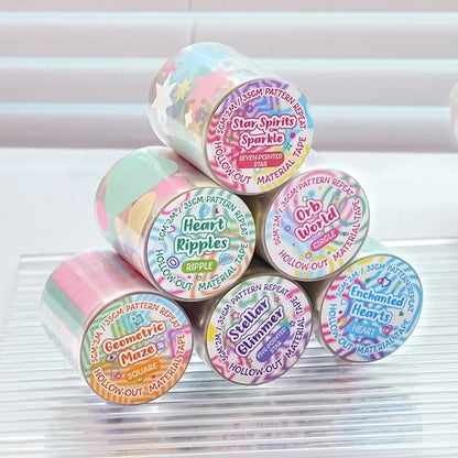 Colorful Star and Heart Die-Cut Stickers | Multi-Layer Hollow Decorative Journal Stickers