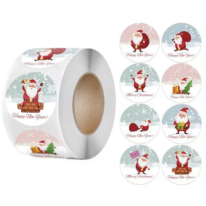 Merry Christmas Stickers | Round Roll Sticker Pack for Gift Wrapping and DIY Crafts