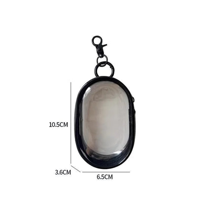 New Portable Clear Figure Display Keyring Bag Waterproof PVC Oval Hanging Blind Box Storage Bags Keychain Organizer Case