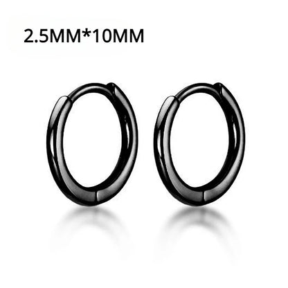 Unisex Punk Black Stainless Steel Hoop Earrings | Gothic Fake Earring Set
