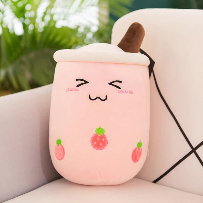 Kawaii Boba Fruit Bubble Tea All Series Cartoon Plush Toy Stuffed Animals Cute Food Milk Tea Soft Toys Room Decor Pillow Gifts
