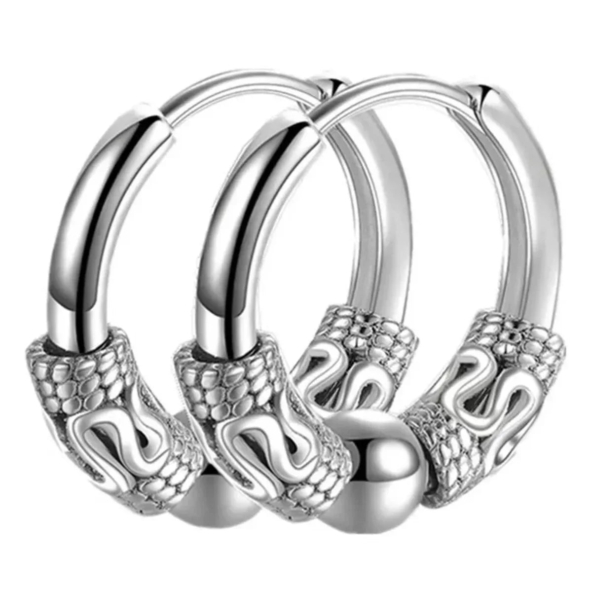 2/4pcs Stainless Steel Punk Hoop Earrings | Hip Hop Circle Totem Ear Piercing Jewelry for Men and Women