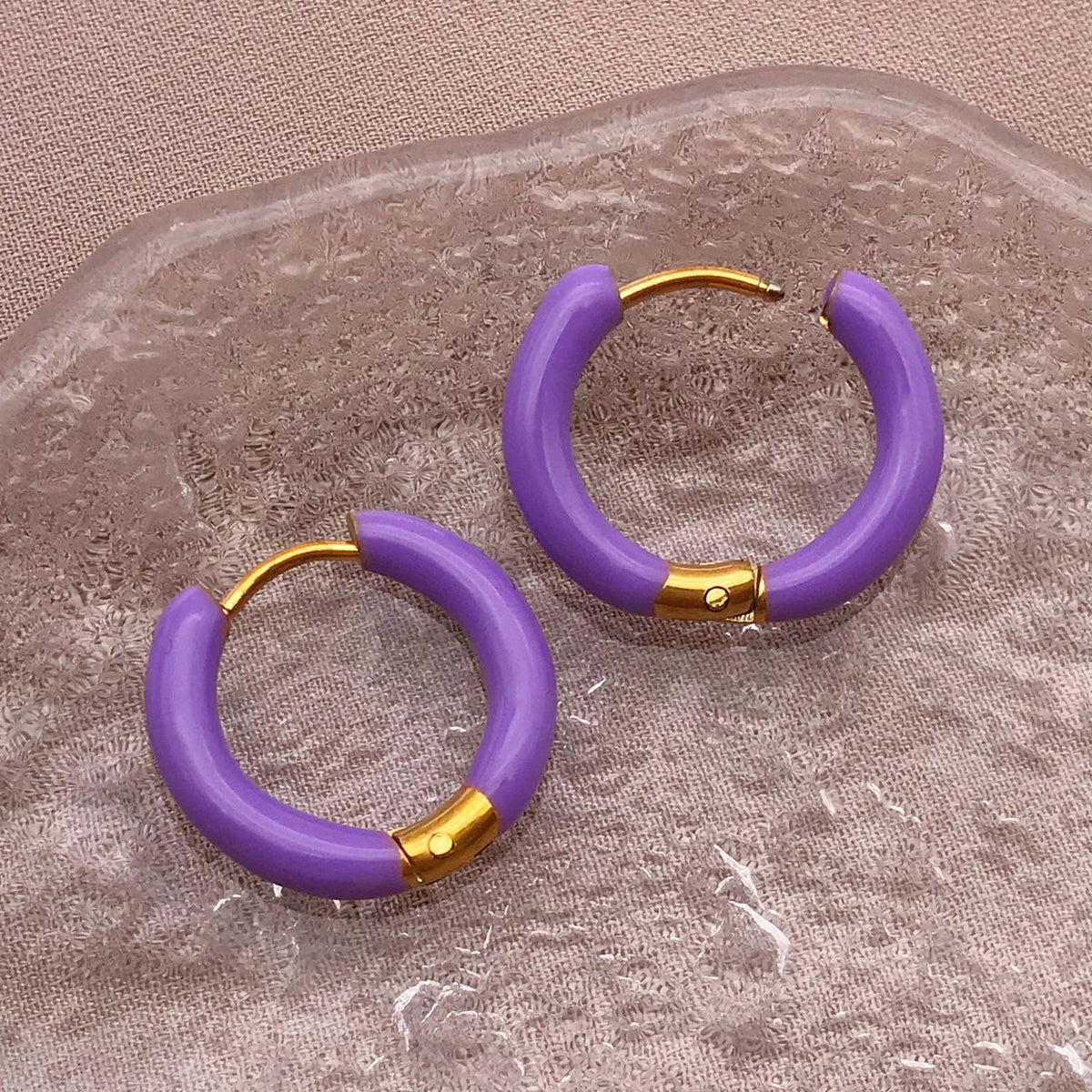 2pcs Candy Color Enamel Hoop Earrings | Sweet Summer Stainless Steel Jewelry