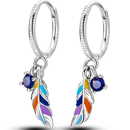 Colorful 925 Sterling Silver Hoop Earrings for Women | Classic Circle Earrings