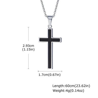 Plain Cross Necklace for Men and Boys | Stainless Steel Silver Tone Religious Jewelry