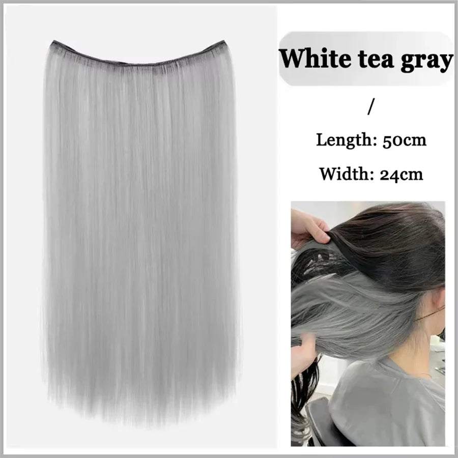 Synthetic Long Straight Clip In Hair Extension | 4 Clips Hidden Hair Piece Wig