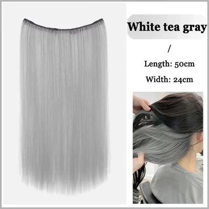 Synthetic Long Straight Clip In Hair Extension | 4 Clips Hidden Hair Piece Wig