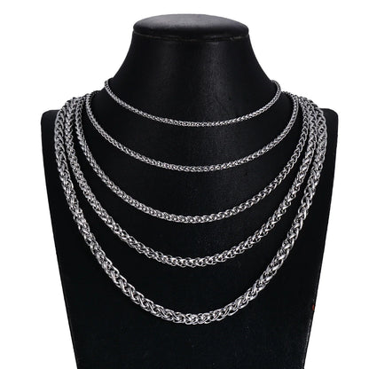Stainless Steel Keel Link Chain Necklace | Braided Wheat Chain for Men Women