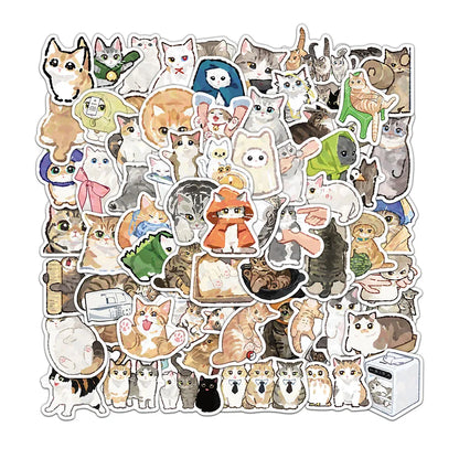 77/154/231 PCS Cartoon Cat Stickers Exquisite Animal Account Materials Phone Cases Laptop Luggage Waterproof Stickers