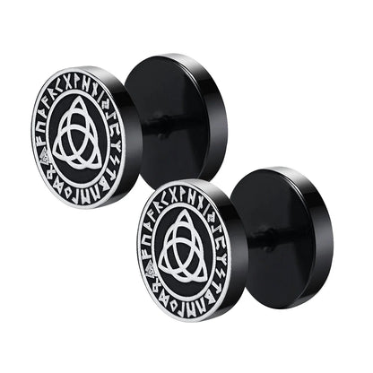 Gothic Norse Viking Runes Stud Earrings for Men | Stainless Steel Punk Jewelry