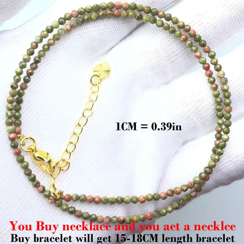 Fashion Faceted 2mm Beads Necklace | Mini Natural Stone Amethyst Quartz Agate Choker