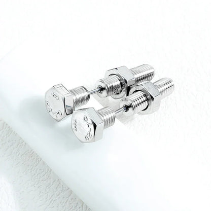 Gothic Stud Earrings Set | Unisex Stainless Steel Punk Screw Earrings