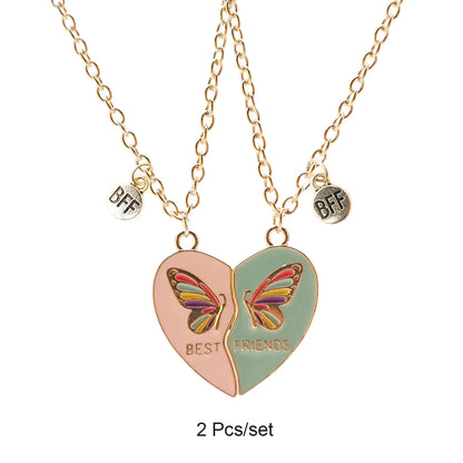 Broken Heart Best Friends Pendant Set | Magnetic Adjustable Lover Necklace for Women