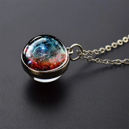 Solar System Glass Ball Pendant Necklace | Astronomy Galaxy Jewelry