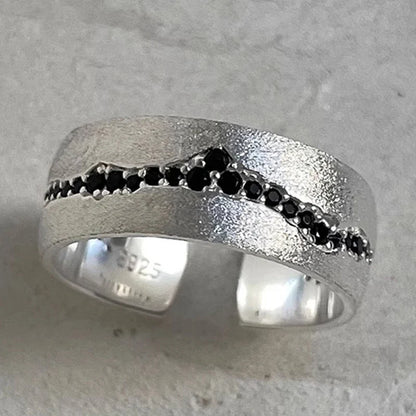 PANJBJ Real 925 Sterling Silver Retro Round Ring | Vintage Fine Jewelry for Women