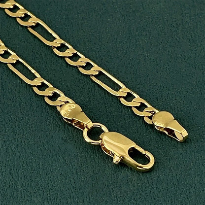 925 Sterling Silver Gold Plated Figaro Necklace | Unisex Luxury Chain Jewelry 50-60cm