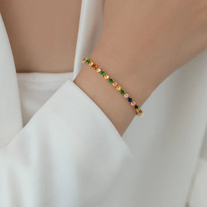 Dopamine Colored Zircon Collarbone Chain | Gold Colour Women's Trend Necklace