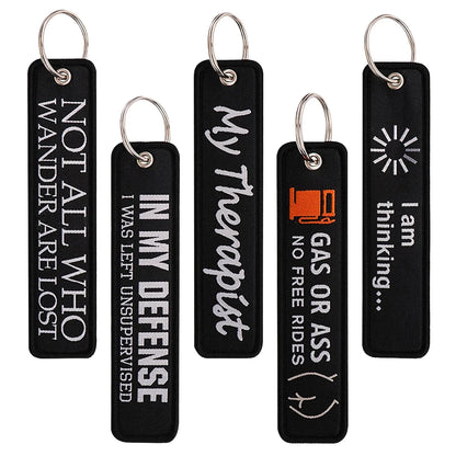 Embroidery Key Fob Keychain | Black Tag for Cars Motorcycles