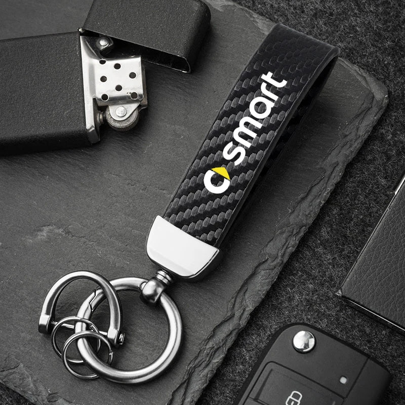 Carbon Fiber Style Keychain | Smart EQ Fortwo Key Ring