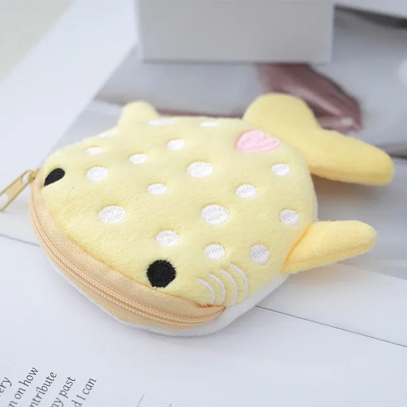 Cute Animal Plush Coin Purse | Zipper Change Purse with Keychain Mini Wallet