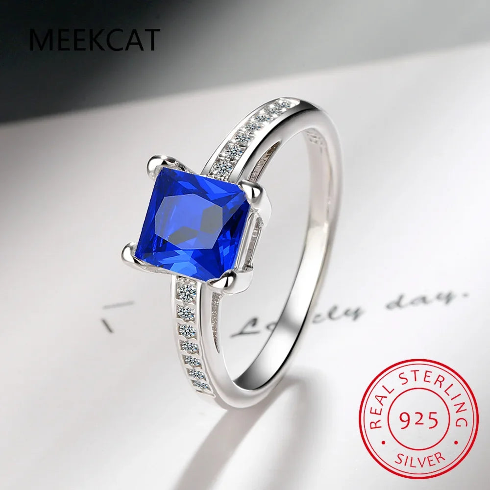 Princess Cut Moissanite Engagement Ring | 925 Sterling Silver Bridal Set