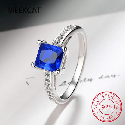 Princess Cut Moissanite Engagement Ring | 925 Sterling Silver Bridal Set
