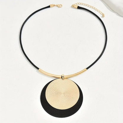 Creative Vintage Round Pendant Necklace | Exaggerated Punk Style Jewelry
