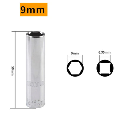 1/4 Hex Drive Deep Socket Adapter Set | Chrome Vanadium Steel Impact Socket Wrench