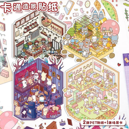 3D Cartoon Trumpet Sticker Set | Miniature Scene Collage DIY Decals