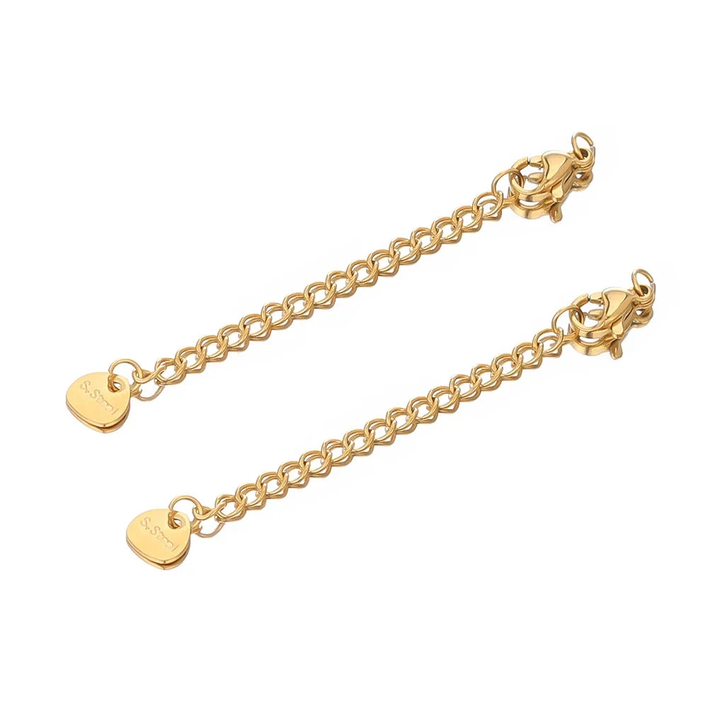 10pcs Stainless Steel Extension Chains with Lobster Clasps | DIY Jewelry Findings